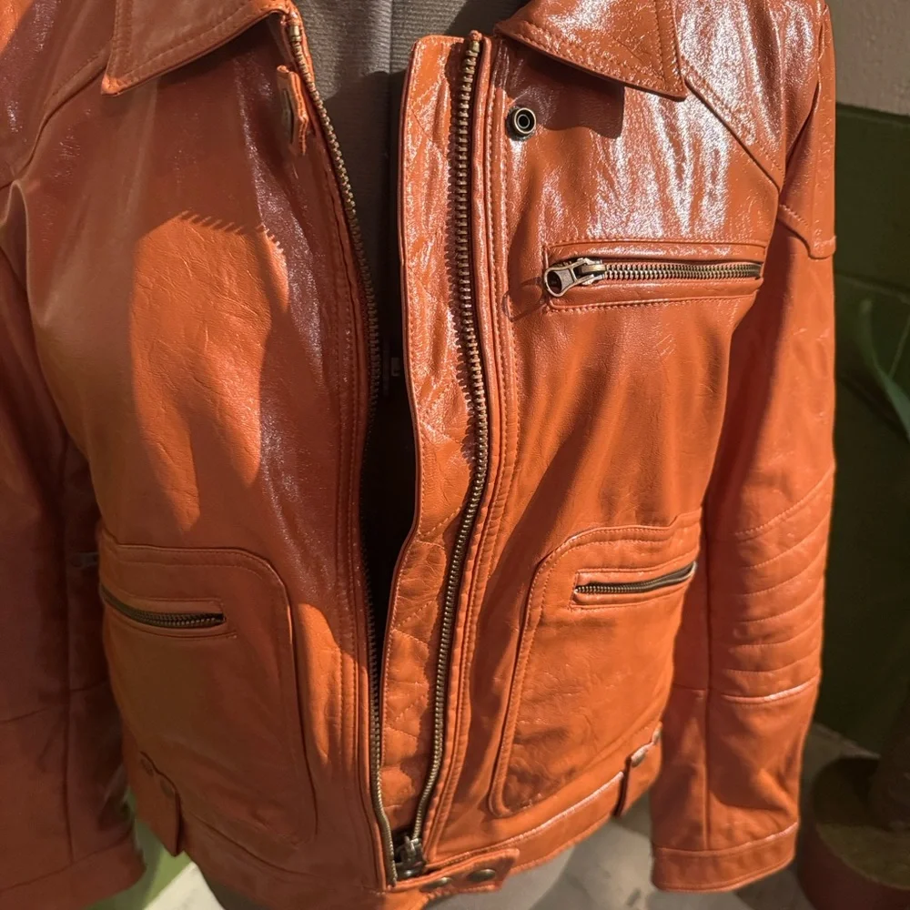 We The Free Blood Orange moto vegan Leather Jacket - Picture 4 of 7